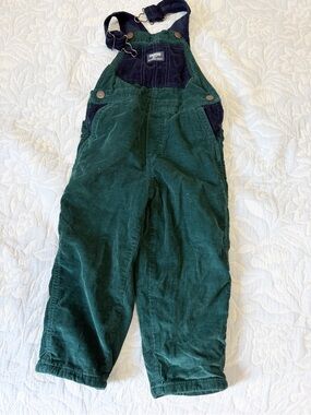 OshKosh B'gosh Corduroy Overalls Green Size 4T boy